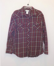 Wrangler Wrancher VTG Western Men Shirt XL Pearl Snap Long Sleeve Flannel Plaid - £12.05 GBP