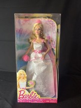 Barbie Royal Bride Doll White Dress Pink Trim Veil Bouquet 12&quot;  NEW Fairytale - £15.45 GBP