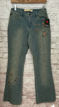joe boxer Jeans Size 3 27x33 Vintage boho y2k low rise Flare Floral Embroidered - £43.26 GBP