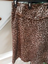 ECI Womens Brown Leopard Print Polyester Flat Front Casual Pencil Skirt Size 16W - £19.93 GBP