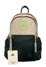 ADIDAS “City Icon” Backpack Beige/Black Neon Green Circle Logo School Hi... - $42.06