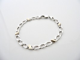 Tiffany &amp; Co Silver 18K Gold Links Bracelet Bangle Chain Gift Love 8 In Longer - £311.34 GBP