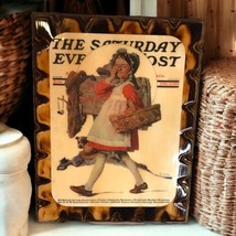 Vtg Norman Rockwell The Saturday Evening Post Oct. 1936 Enameled Wood Plaque - £13.14 GBP