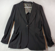 Etcetera Blazer Jacket Women Size 8 Black Long Sleeve Single Breasted One Button - £17.32 GBP