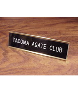 Desk Engraved Name Plaque Sign Holder, gold toned - £3.81 GBP