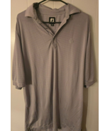 Foot Joy Golf Shirt: Gray W Stripes, Size XL-Long, Polyester/Spandex - $15.83