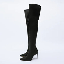 Thigh High Boots Punk Pointed Toe Over The Knee Boots Sexy Black Knee High Sock  - £63.76 GBP
