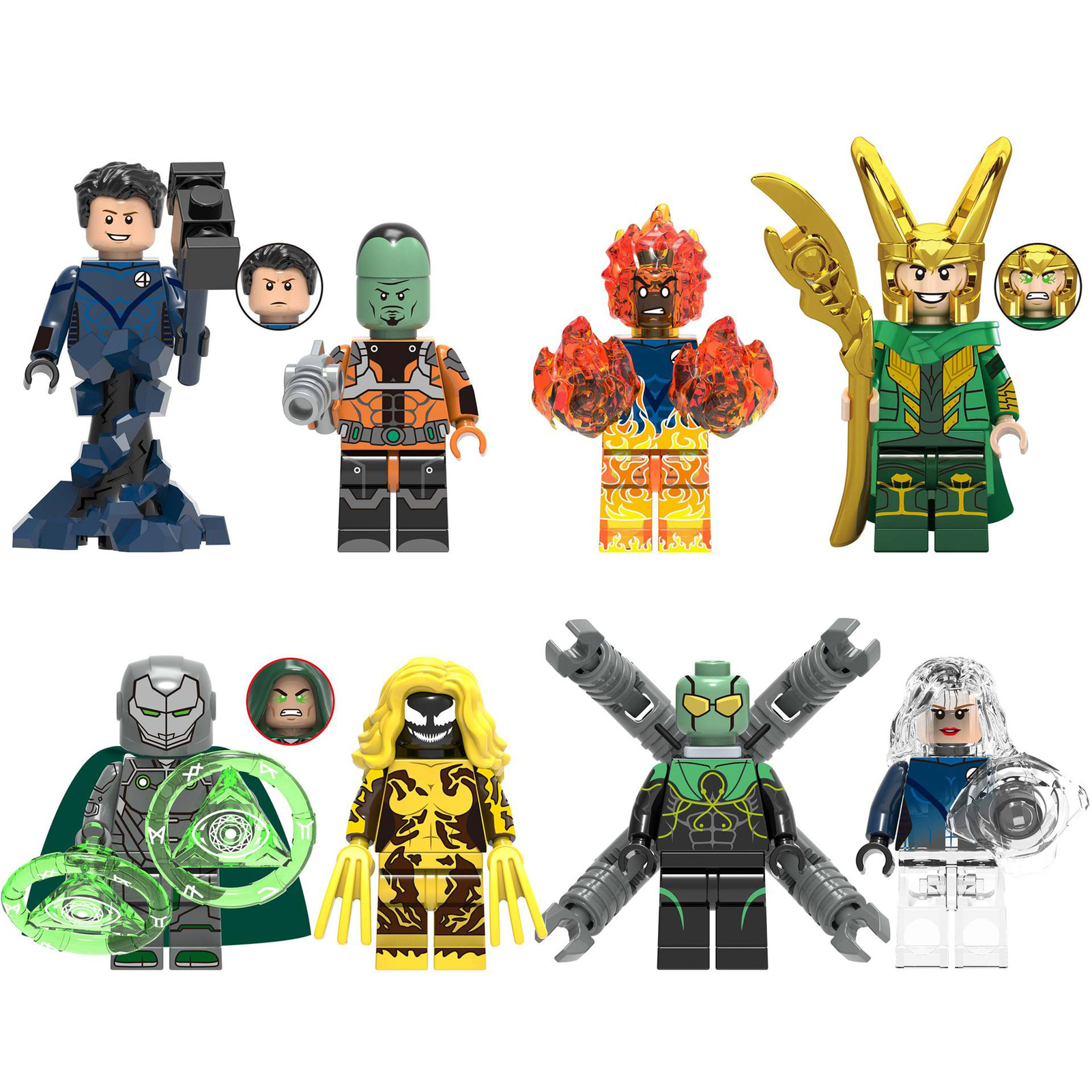8Pcs Fantastic Four Minifigures Doctor Doom Scream Human Torch Leader Mini Block
