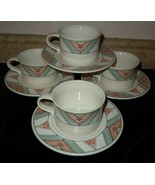MIKASA INTAGLIO SANTA FE 8 Pc Tea/Coffee CUPS &amp; SAUCERS Set CAC24 Southw... - £38.93 GBP