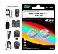 Key Fob Remote Entry Batteries (2) For 2001-2023 Kia - CR2032 - Free S/H - £3.86 GBP