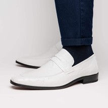 Fangio Classic Penny Loafer Genuine Ostrich Quill Shoes White image 6