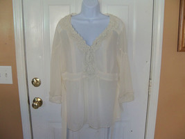 NY Collection 2pc Ivory Sheer Blouse W/Matching Tank Size Large Women&#39;s EUC - £15.96 GBP