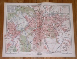 1900 Original Antique City Map Of Leipzig Saxony With Street Index / Germany - $26.42