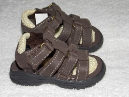 Run Brown Open Toes Sides Fastening Boy SANDALS Size 1 New NWOT - $13.99