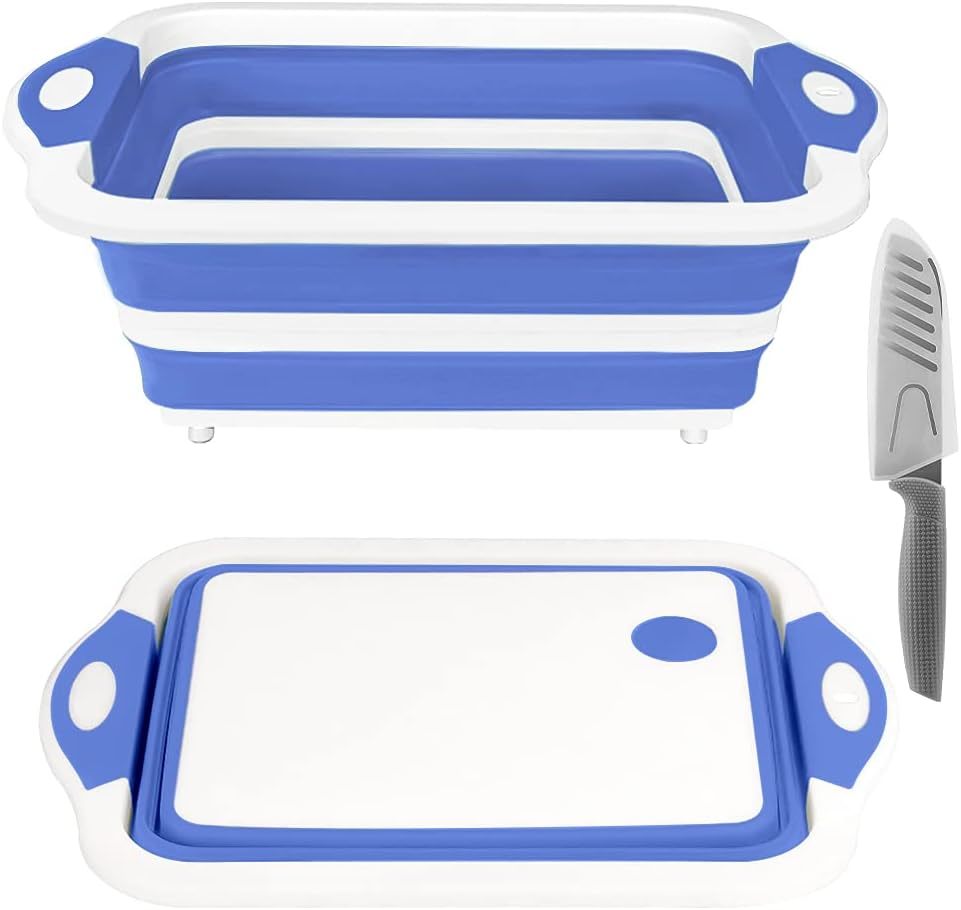 Collapsible Cutting Board, Foldable Chopping Board With Colander,, Bluev... - $36.99