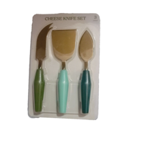 3-Piece Stainless Steel Cheese Knife Set – Colored Handles, New in Package - $217.07 MXN