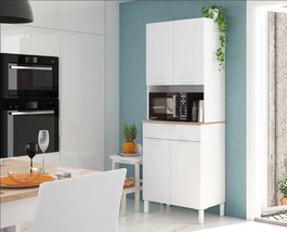 Denby White And Oak 4 Door Utility Kitchen Cupboard - £271.48 GBP