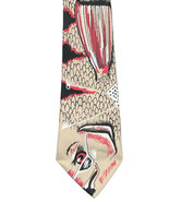 Vintage Fox Hill Mens Beige Tan Sunfish Fanciful Fish 1986 Neck Tie Neck... - $9.49