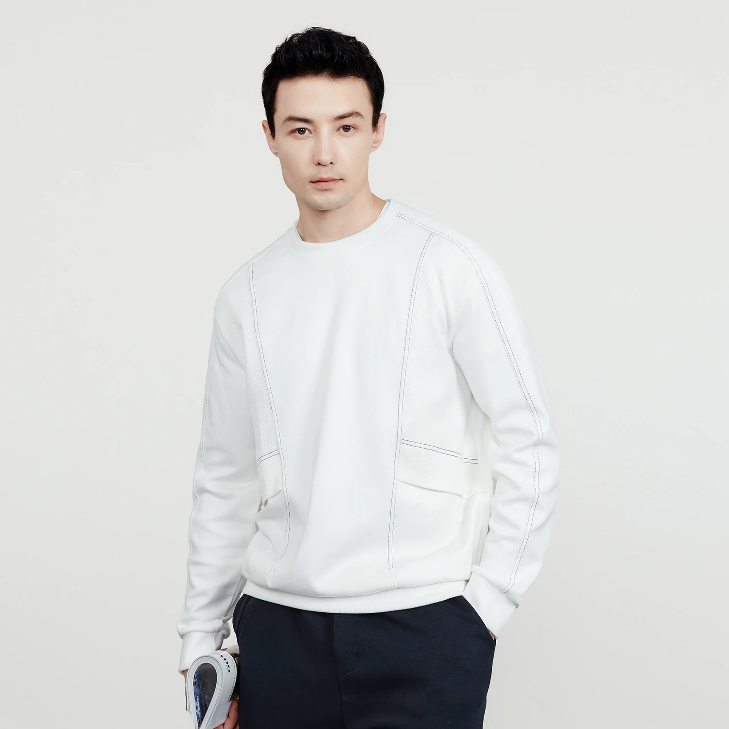 KUEGOU  Autumn New Hoodie Sweatshirts Black White For Men Streetwear O-neck Top  - £186.43 GBP