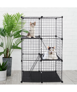 3 Tier Metal Cat Cage Indoor Cat House Detachable Kitten House Cat Exerc... - $106.57 CAD