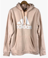 Adidas Sweatshirt Hoodie Large Womens Light Pink White Spell Out Logo - £28.60 GBP