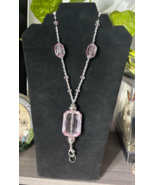 Badge ID Holder Lanyard  Made with Glass, Swarovski Crystal Beads 36&quot; - $353.25 MXN