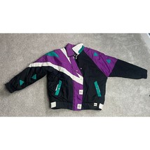 Vintage Hot Spice Winter Coat Womens Medium Purple Black White Retro Zip... - $28.19