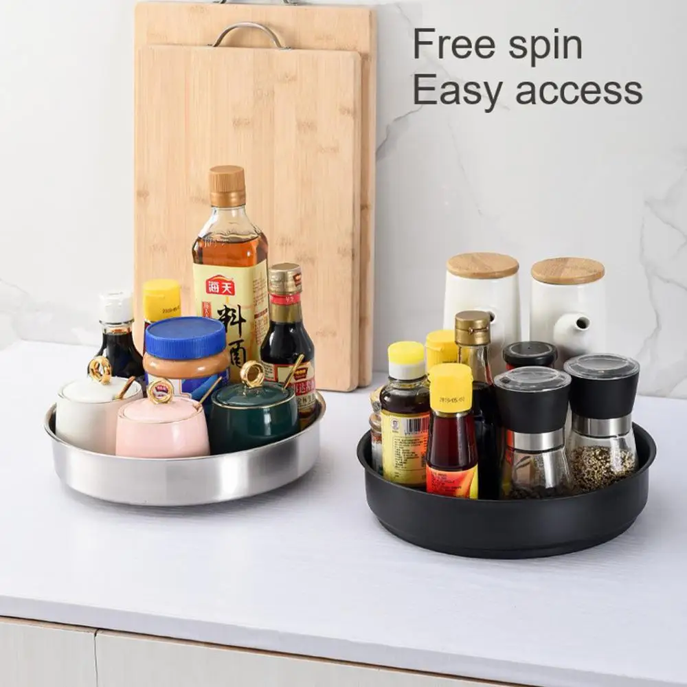 House Home Stainless Steel 360 Rotating Tray Kitchen Storage Container Spice Jar - £31.97 GBP