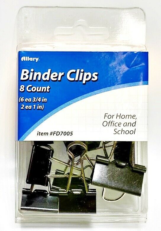 Allary #FD7005 Binder Clips, 8ct (6 x 3/4&quot; and 2 x 1&quot;) - $7.88