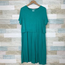 J Jill Jersey Knit Layered Dress Green Soft Stretchy Casual Womens Plus Size 1X - £47.41 GBP