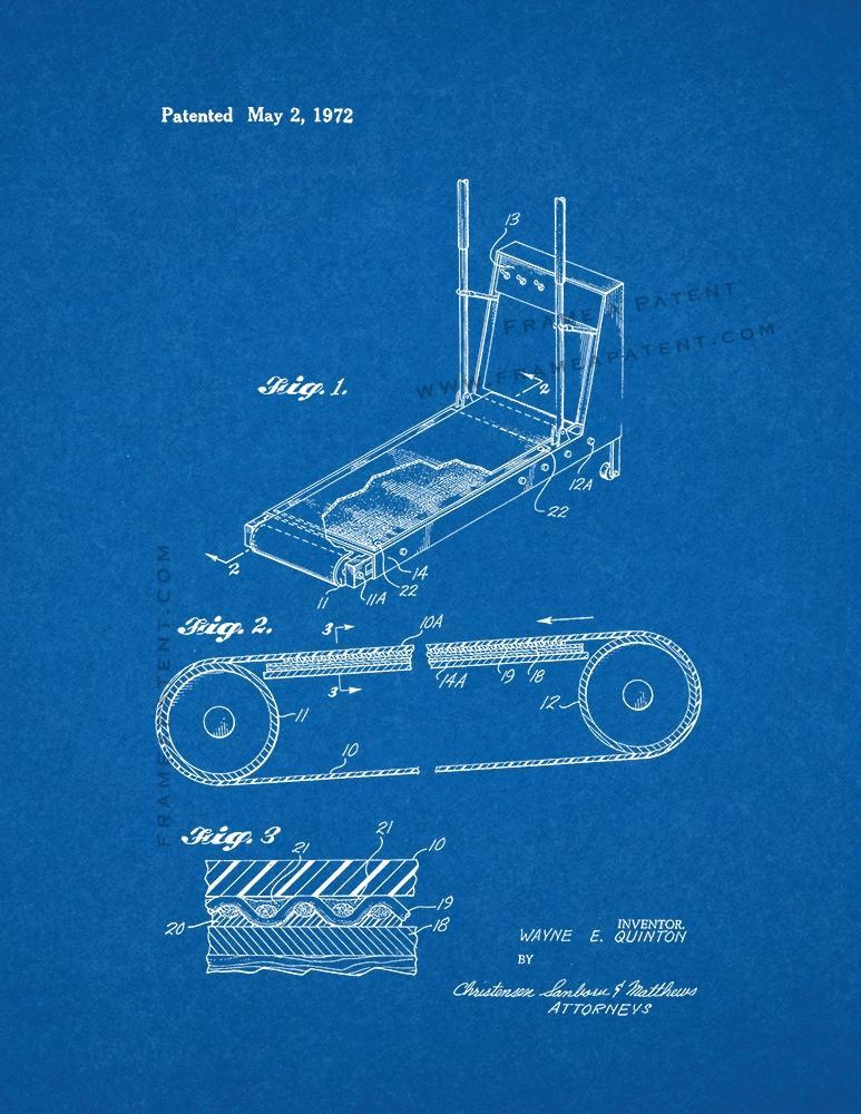 Exercise Treadmill Patent Print - Blueprint