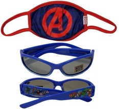 Marvel Avengers 1 Pair Sunglasses (3+) &amp; 1Pc. Re-Usable Cloth Face Masks... - £10.11 GBP
