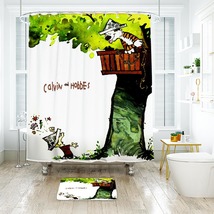 Calvin And Hobbes 06 Shower Curtain Bath Mat Bathroom Waterproof Decorative - £18.37 GBP+