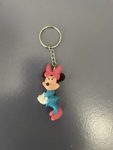 Minnie Mouse Key Ring Chain with Blue Dress and Pink Bow  2 3/8&quot; Tall-e943 - $91.22 MXN