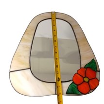 Stained Glass Handmade Mirror Floral Accent Wall Lead Trim Vintage 90s B... - $98.99