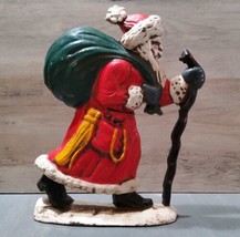 Cast Iron Santa Claus Doorstop Painted Holiday Christmas Bookend 9x7.5 - $23.04