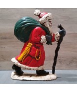 Cast Iron Santa Claus Doorstop Painted Holiday Christmas Bookend 9x7.5 - £18.46 GBP