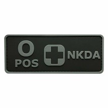 Blood Type O+ Positive NKDA ACU Dark Hook Patch[3D-PVC Rubber-4.0 X 1.5 inch] - £7.04 GBP