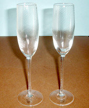 Gorham Verona Champagne 2 Flutes Crystal 10&quot;H Hand Made Swirl Optic New No Box - £26.03 GBP