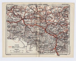 1926 Vintage Map Of Vicinity Of Foix ST-GIRONS Aulus Andorra Pyrenees France - £13.44 GBP