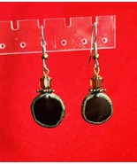 Unmarked Copper and Glass Round Fish Hook Pierced Earrings J141 - $143.60 MXN