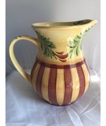 Gail Pittman Ceramic Pitcher With Amber/Red Stripes W Greenery And Toffe... - €25,57 EUR