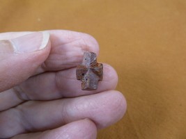 (CR593-108) 5/8&quot; Fairy Stone Christian Cross Oiled Staurolite Crystal Matrix - £12.46 GBP