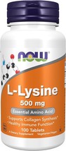 Now Foods L-LYSINE 500mg 100 Capsules - Amino Acid Collagen Immune Boost - $8.59