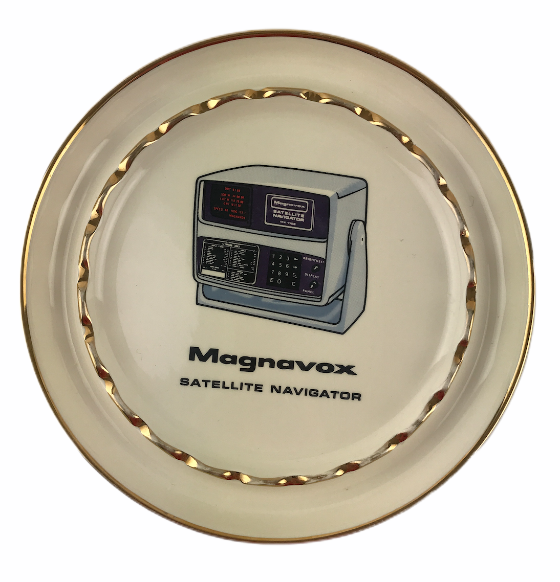 Primary image for Vintage 1970s Magnavox Satellite Navigation Ceramic Aerospace Dish Ashtray 9"