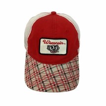 University Wisconsin Badgers NCAA Red Plaid Mesh Back Baseball Cap Adjustable - £14.97 GBP