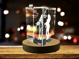 LED Base included | Aquarius Zodiac Sign 3D Engraved Crystal Keepsake Gift - £31.59 GBP - £316.02 GBP