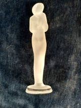 Art Deco Frosted Glass Shy Girl Figurine, Czech Republic, 7 3/4&quot; Tall - £35.59 GBP