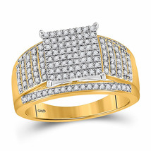 Authenticity Guarantee 
10kt Yellow Gold Womens Round Diamond Elevated Square... - £561.55 GBP