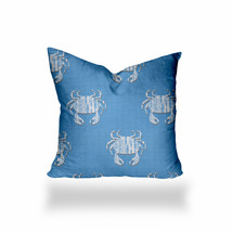 24&quot; X 24&quot; Blue And White Crab Zippered Coastal Throw Indoor Outdoor Pillow Cover - £56.92 GBP